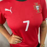 Camisa Portugal Vermelha CR7 2025/26 Feminina