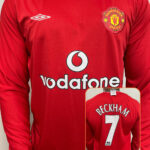 Camisa Man United Vermelha Manga longa Retrô Beckham 2001/02