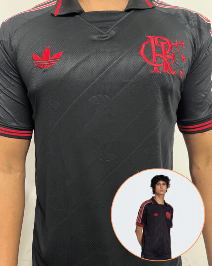 Camiseta Flamengo Lifestyle Polo Preta 2025