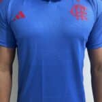Camisa Flamengo Polo Azul Claro c Vermelho Casual