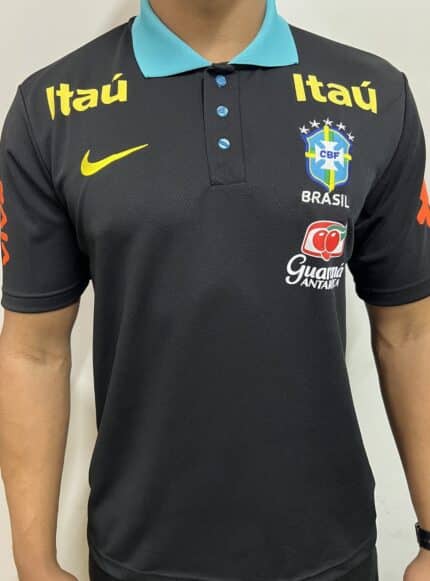 Camisa Brasil Guaraná Preta com Azul Polo
