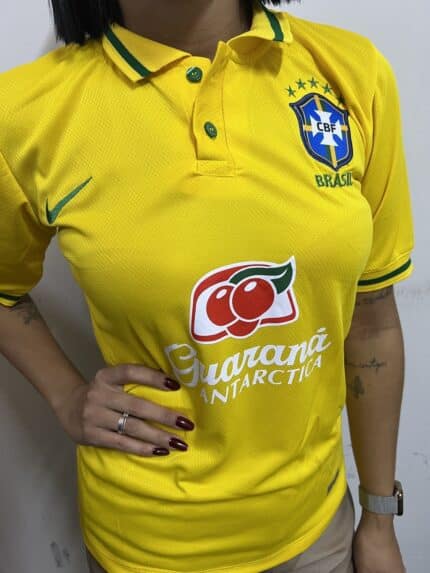 Camiseta Brasil Amarela Guaraná Polo Feminina