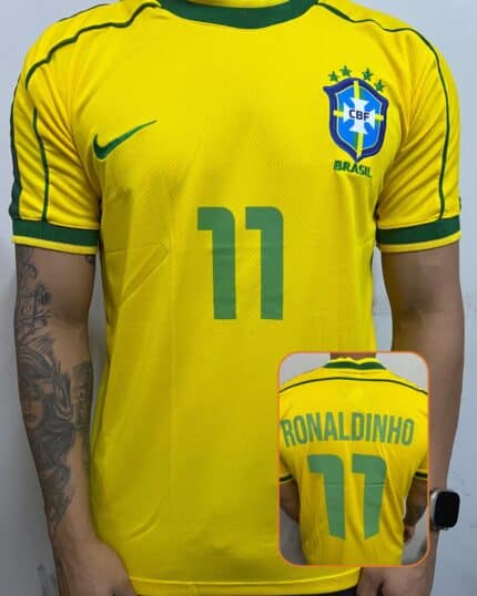 Camisa Brasil Amarelo Retrô Ronaldinho 1998/99 (11)