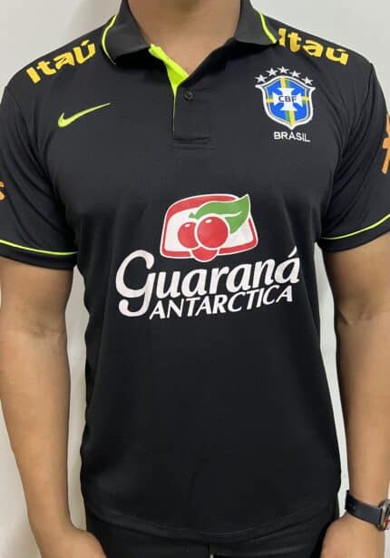 Camisa Brasil Guaraná Preta com Verde Polo