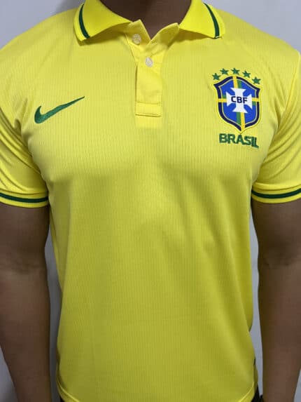 Camisa Brasil Polo Amarela Casual